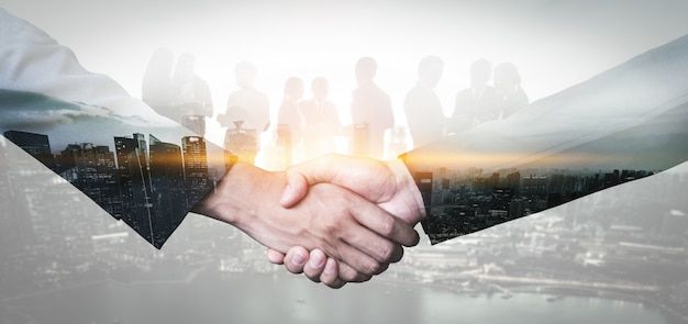 imagen de doble exposición de negocios y finanzas foto premium
